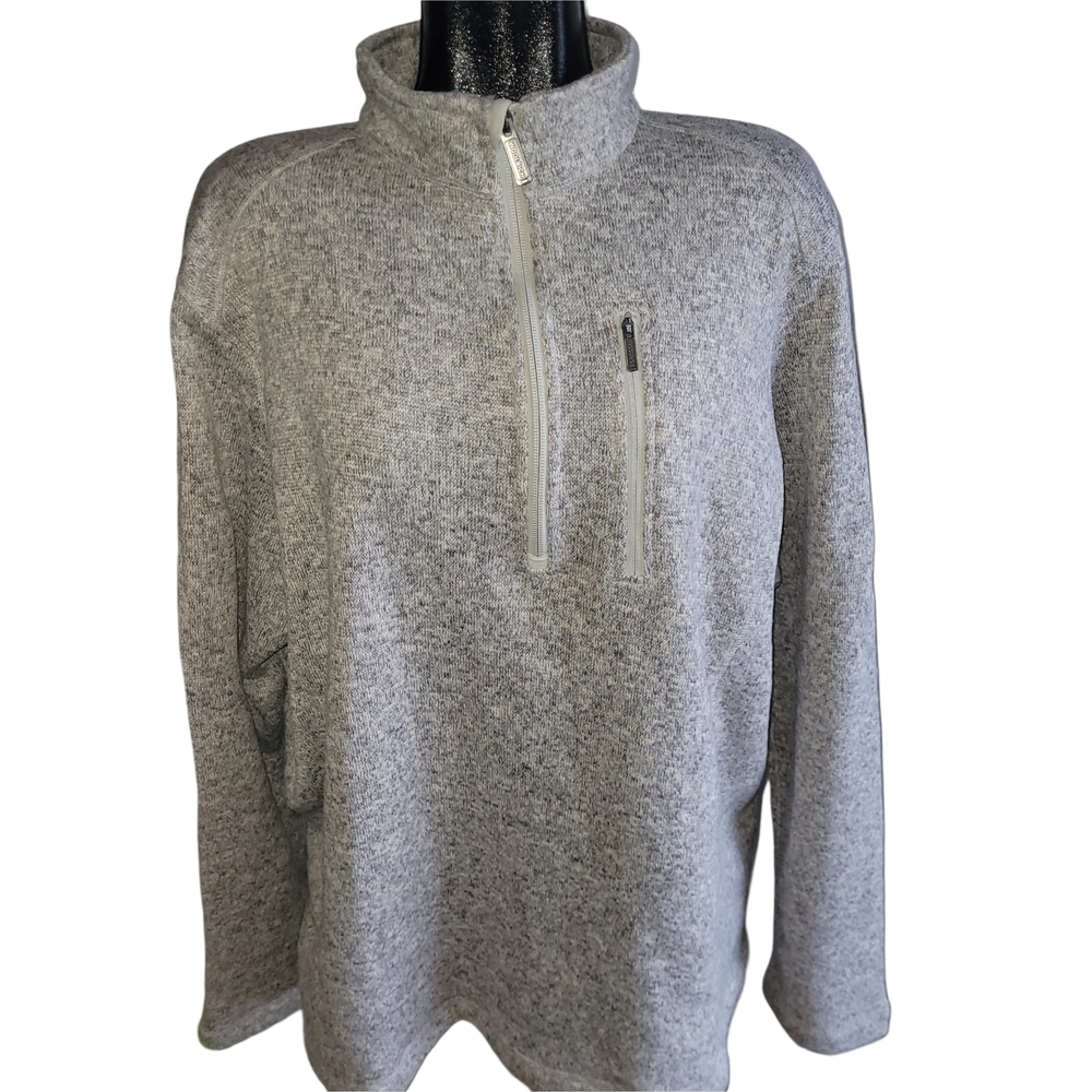 Woolrich Men's Gray Quarter-Zip Pullover Fleece Lined Sweater Jacket XXL